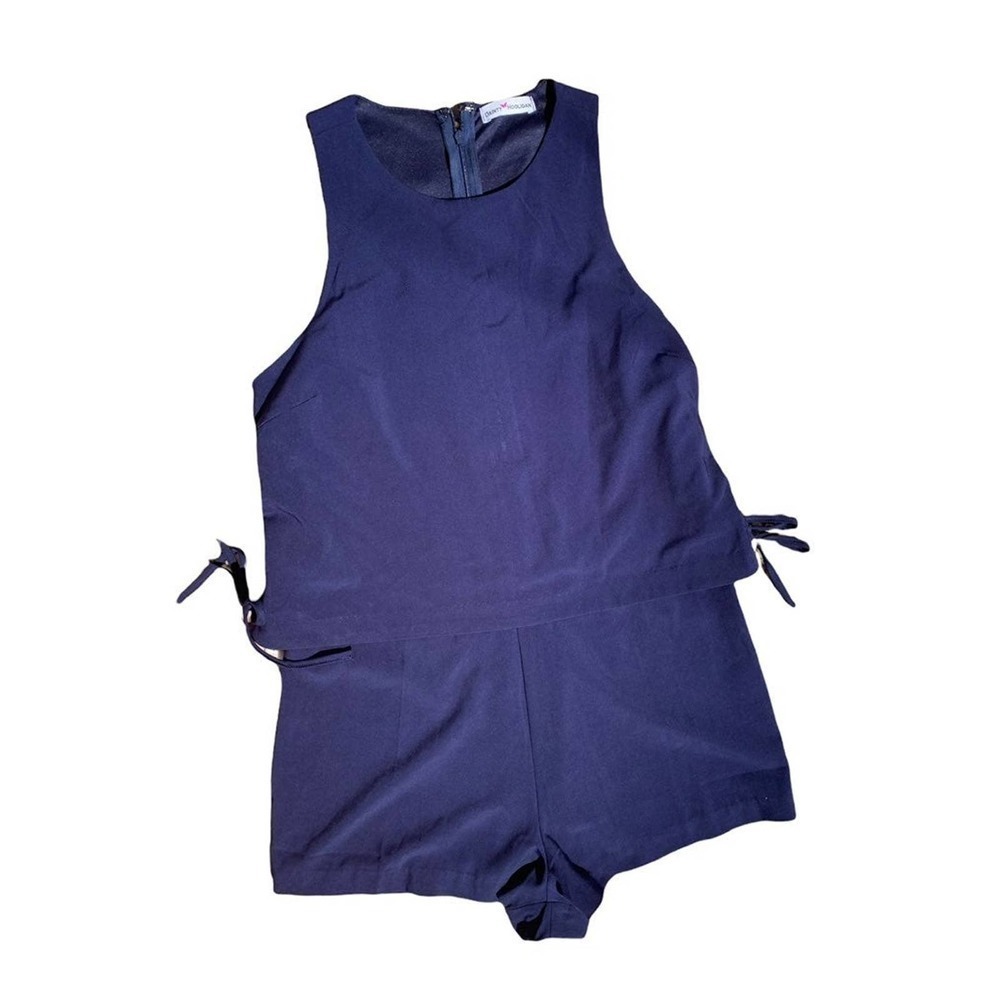 Dainty Hooligan Navy Blue Lace Up Romper